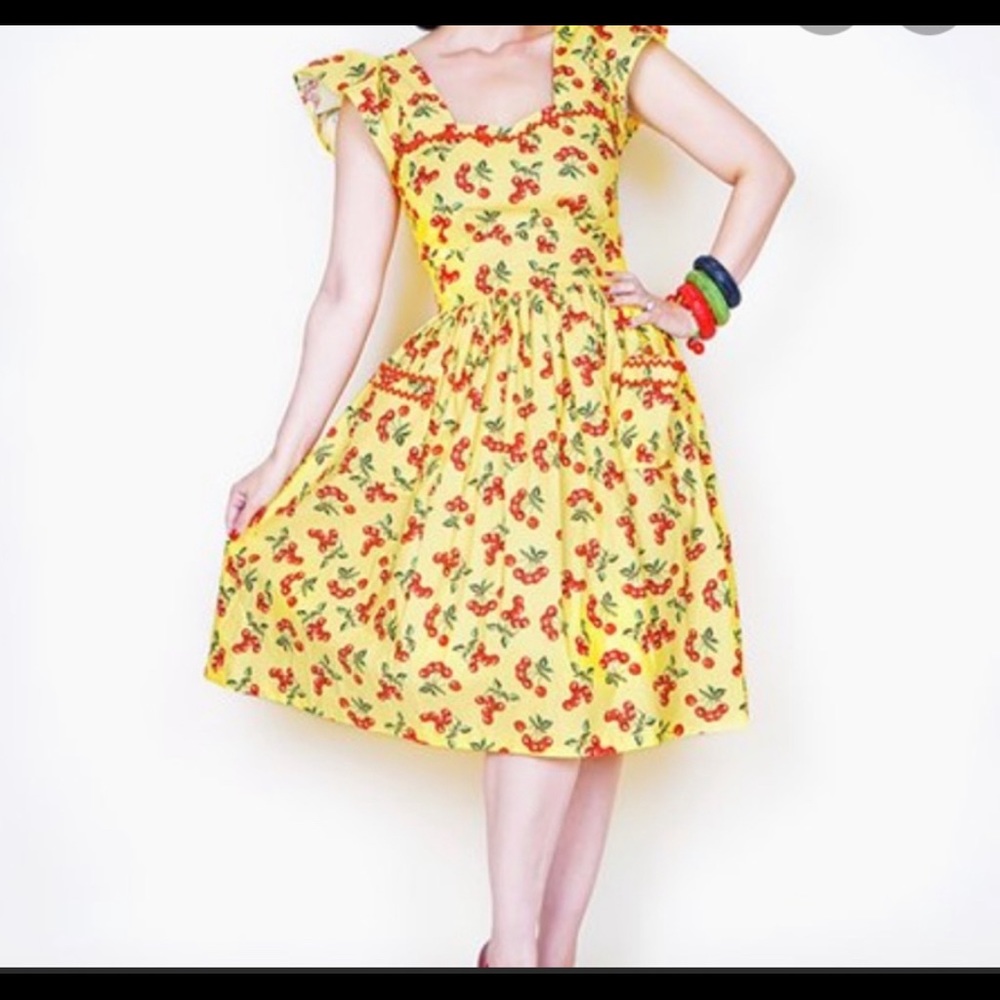 Bernie Dexter Loretta Cherry Yellow Swing Dress